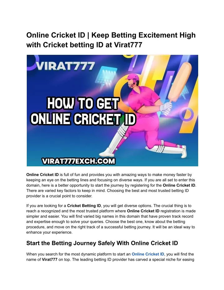 online cricket id keep betting excitement high