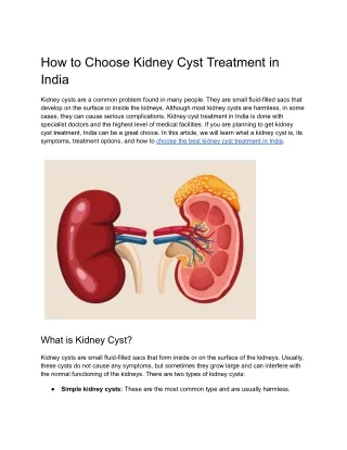 How to Choose Kidney Cyst Treatment in India