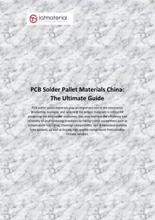 PCB Solder Pallet Materials China The Ultimate Guide