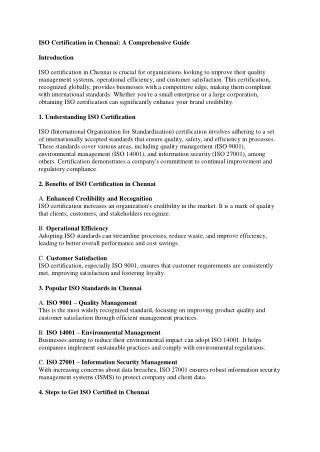 iso certification in chennai a comprehensive guide