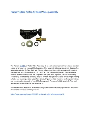 Pentair 154687 Kit for Air Relief Valve Assembly