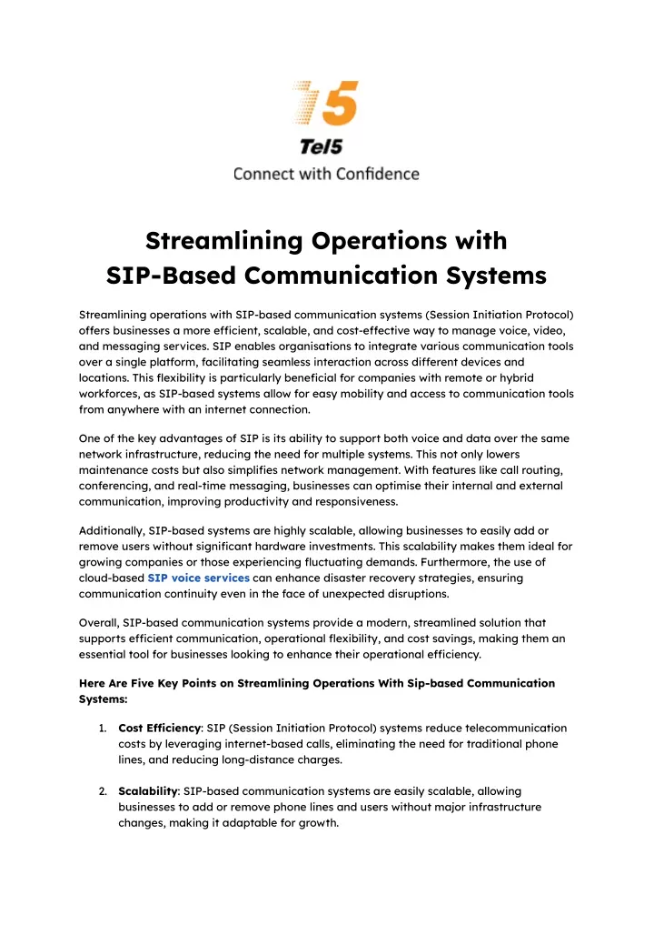 streamlining operations with sip based