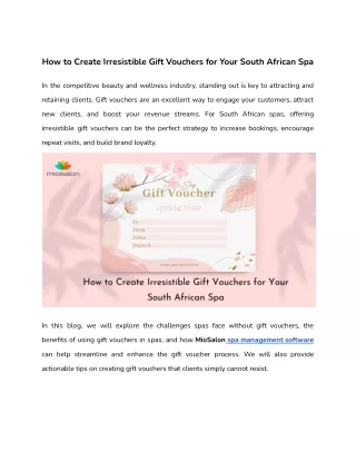 How to Create Irresistible Gift Vouchers for Your South African Spa