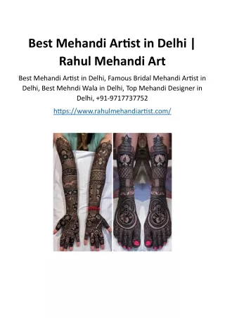 Best Mehandi Artist in Delhi | Rahul Mehandi Art