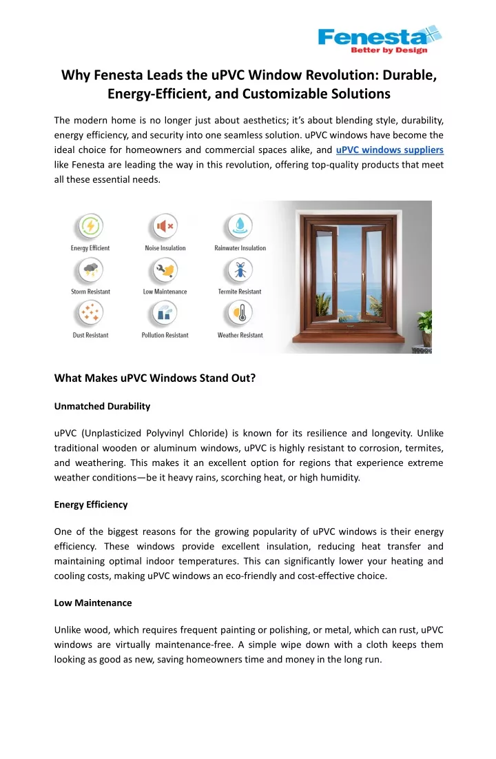 why fenesta leads the upvc window revolution