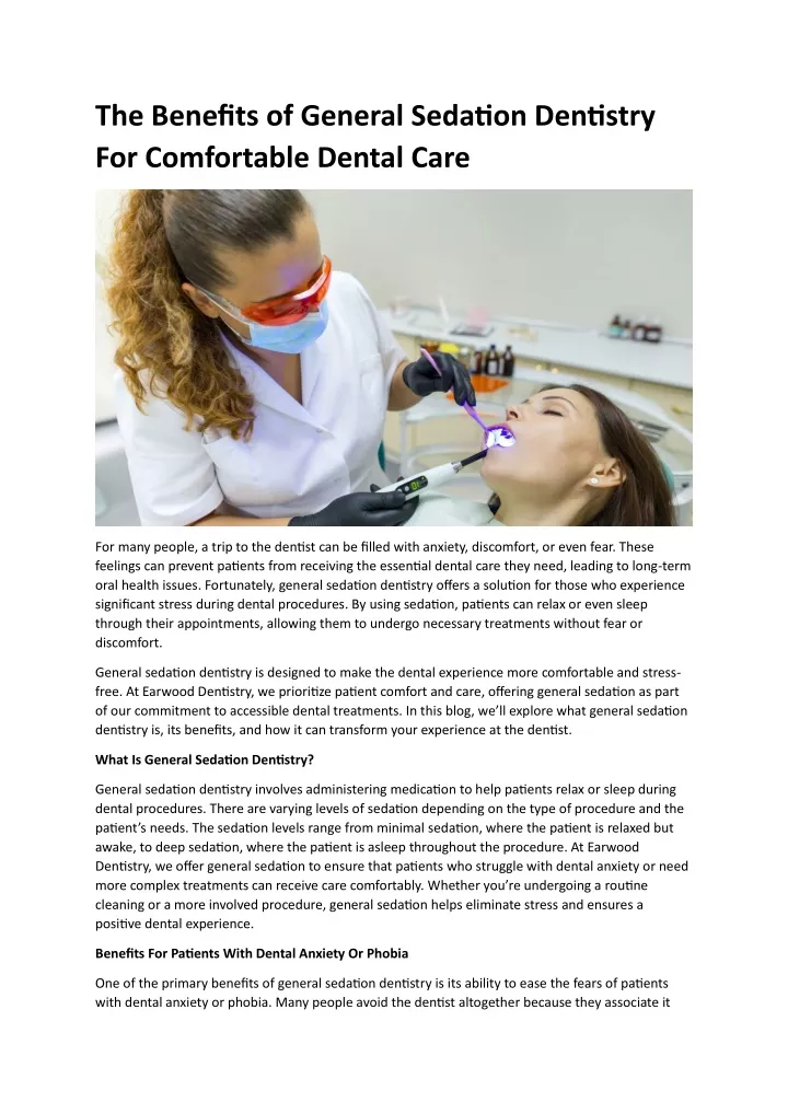 the benefits of general sedation dentistry