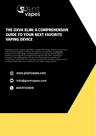 Discover the OXVA XLIM The Ultimate Vaping Device at Giant Vapes