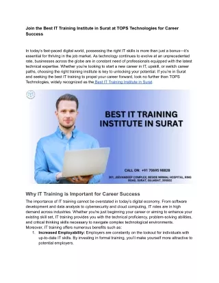 Join the Best IT Training Institute in Surat at TOPS Technologies for Career Success
