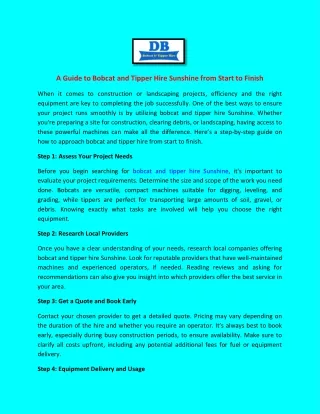 a guide to bobcat and tipper hire sunshine from