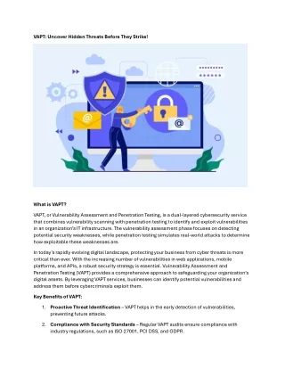 VAPT- Uncover Hidden Threats Before They Strike!