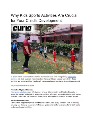 Why Kids Sports Activities Are Crucial for Your Child's Development