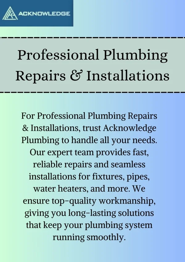 Trusted Plumber Services in Orangevale – Acknowledge Plumbing