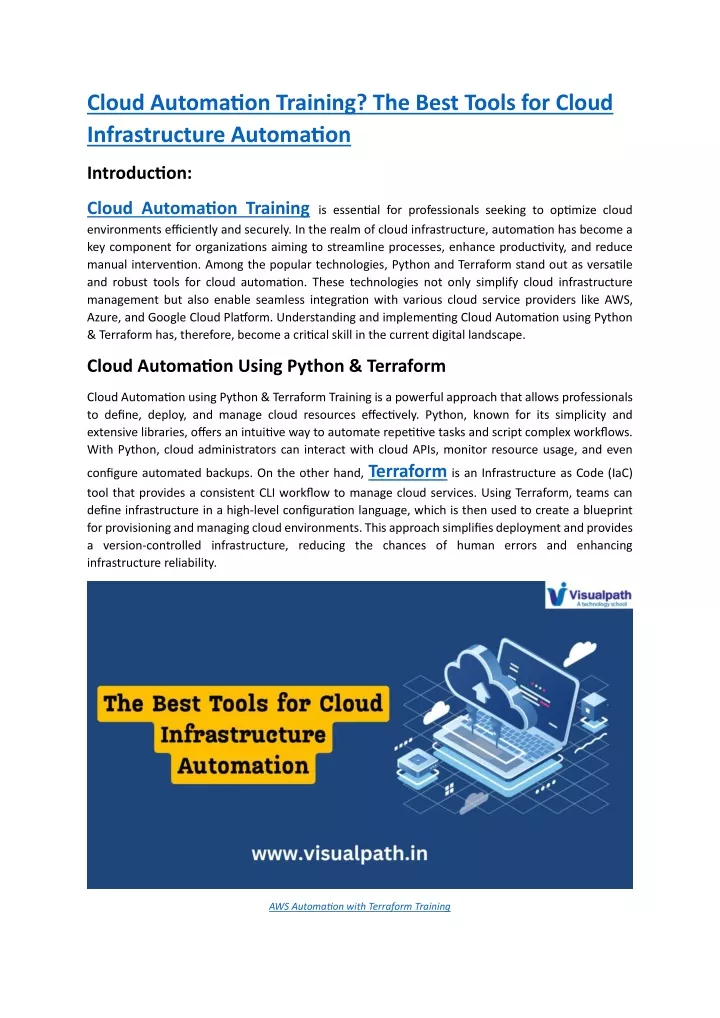 cloud automation training the best tools