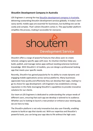 shoutem development company in australia