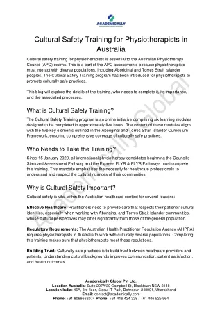 Cultural Safety Training for Physiotherapists in Australia