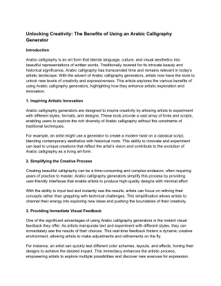 Unlocking Creativity_ The Benefits of Using an Arabic Calligraphy Generator