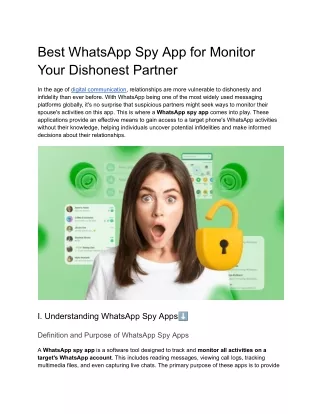 Best WhatsApp Spy App for Monitor Your Dishonest Partner