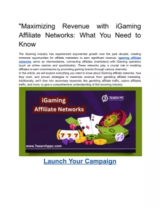 Maximizing Revenue with iGaming Affiliate Networks_ What You Need to Know