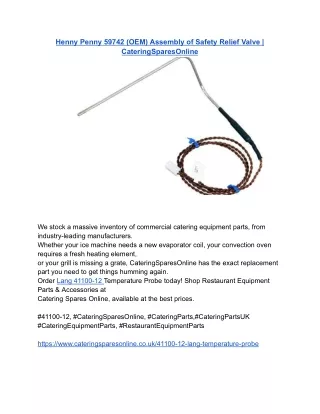 Henny Penny 59742 (OEM) Assembly of Safety Relief Valve _ CateringSparesOnline