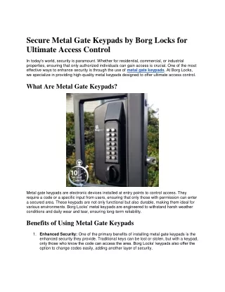 Secure Metal Gate Keypads by Borg Locks for Ultimate Access Control