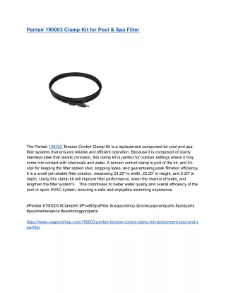 Pentair 190003 Clamp Kit for Pool & Spa Filter