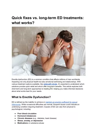 quick fixes vs long term ed treatments what works