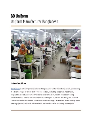 Uniform Manufacturer Bangladesh