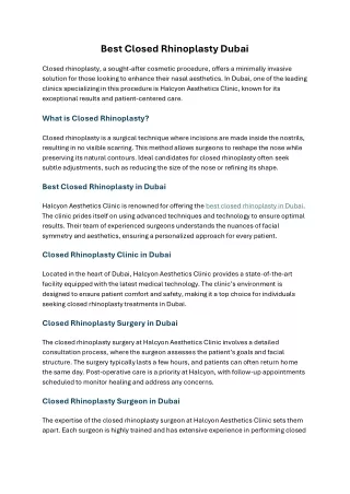 Best Closed Rhinoplasty Dubai