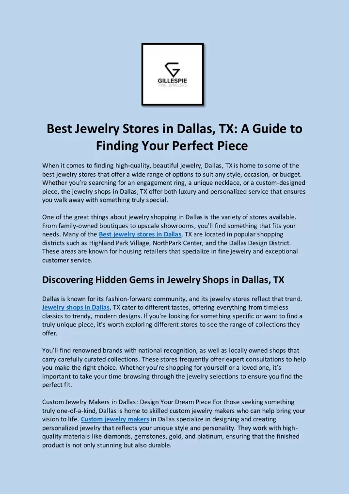 best jewelry stores in dallas tx a guide