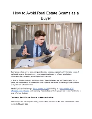 how to avoid real estate scams as a buyer
