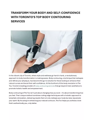 Transform Your Body And Self-Confidence With Toronto's Top Body Contouring Services