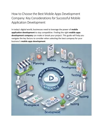 Essential Tips for Selecting the Right Mobile Apps Development Company