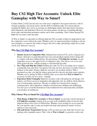 Buy CS2 High Tier Accounts from Way to smurf