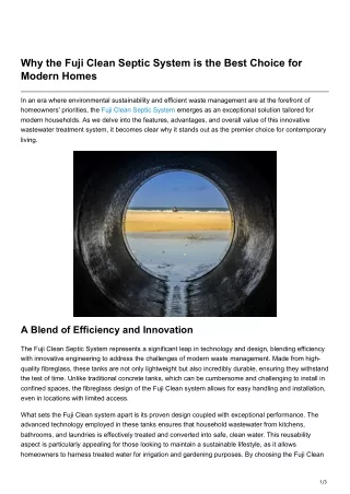 Why the Fuji Clean Septic System is the Best Choice for Modern Homes