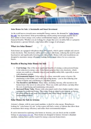 Solar Homes for Sale