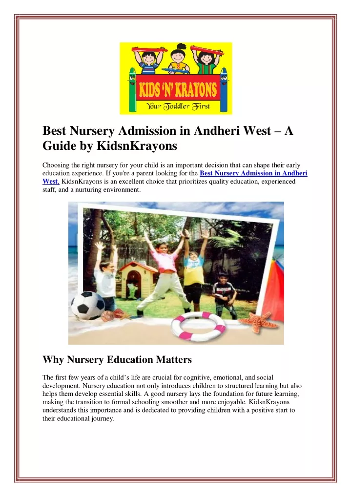 best nursery admission in andheri west a guide