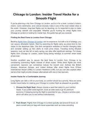 Chicago to London: Insider Travel Hacks for a Smooth Flight