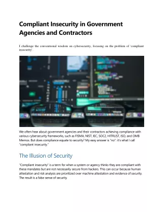 Compliant Insecurity in Government Agencies and Contractors