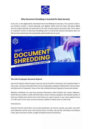 Why Document Shredding is Essential for Data Security