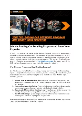join the leading car detailing program and boost