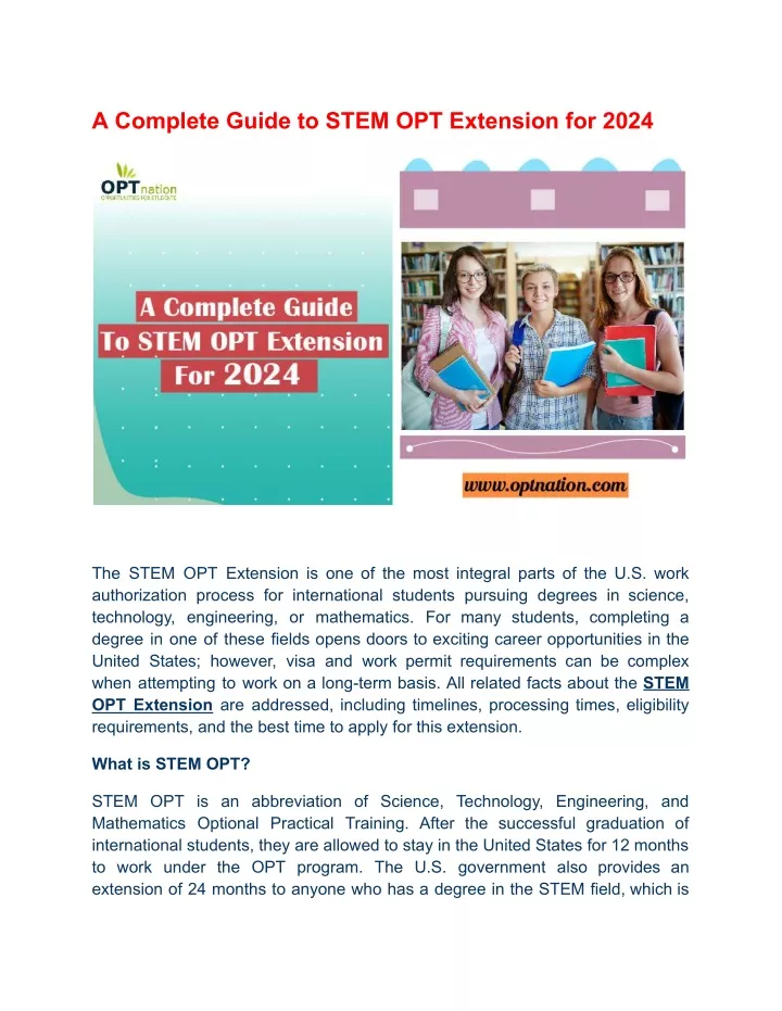 a complete guide to stem opt extension for 2024