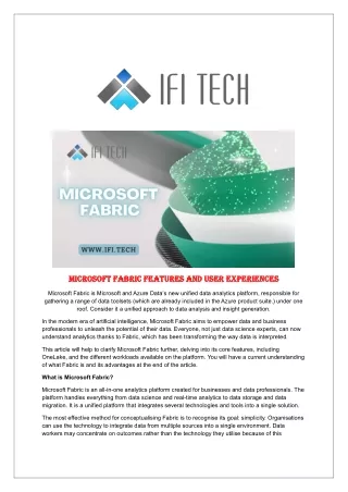Microsoft Fabric Features and User Experiences