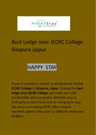Best Lodge near JECRC College Sitapura Jaipur