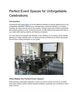 Perfect Event Spaces for Unforgettable Celebrations