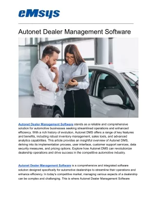 Autonet Dealer Management Software