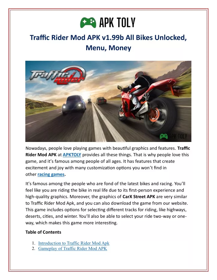 traffic rider mod apk v1 99b all bikes unlocked