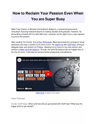 How to Reclaim Your Passion Even When You are Super Busy
