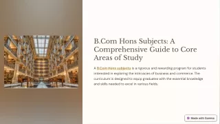 B.Com Hons Subjects: A Comprehensive Guide to Core Areas of Study