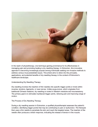 What Innovations Are Transforming the Field of Dry Needling in Edmonton