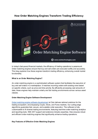 how order matching engines transform trading